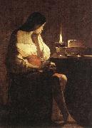 LA TOUR, Georges de Magdalen of Night Light f oil painting on canvas